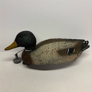 Vintage 1950’s Italian Brevettato Realistic Mallory Duck Decoy With Weight
